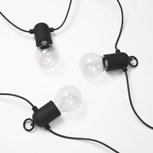 SVARTRÅ LED lighting chain with 20 bulbs, black/outdoor IKEA