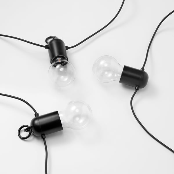 SVARTRÅ LED lighting chain with 20 bulbs, outdoor black