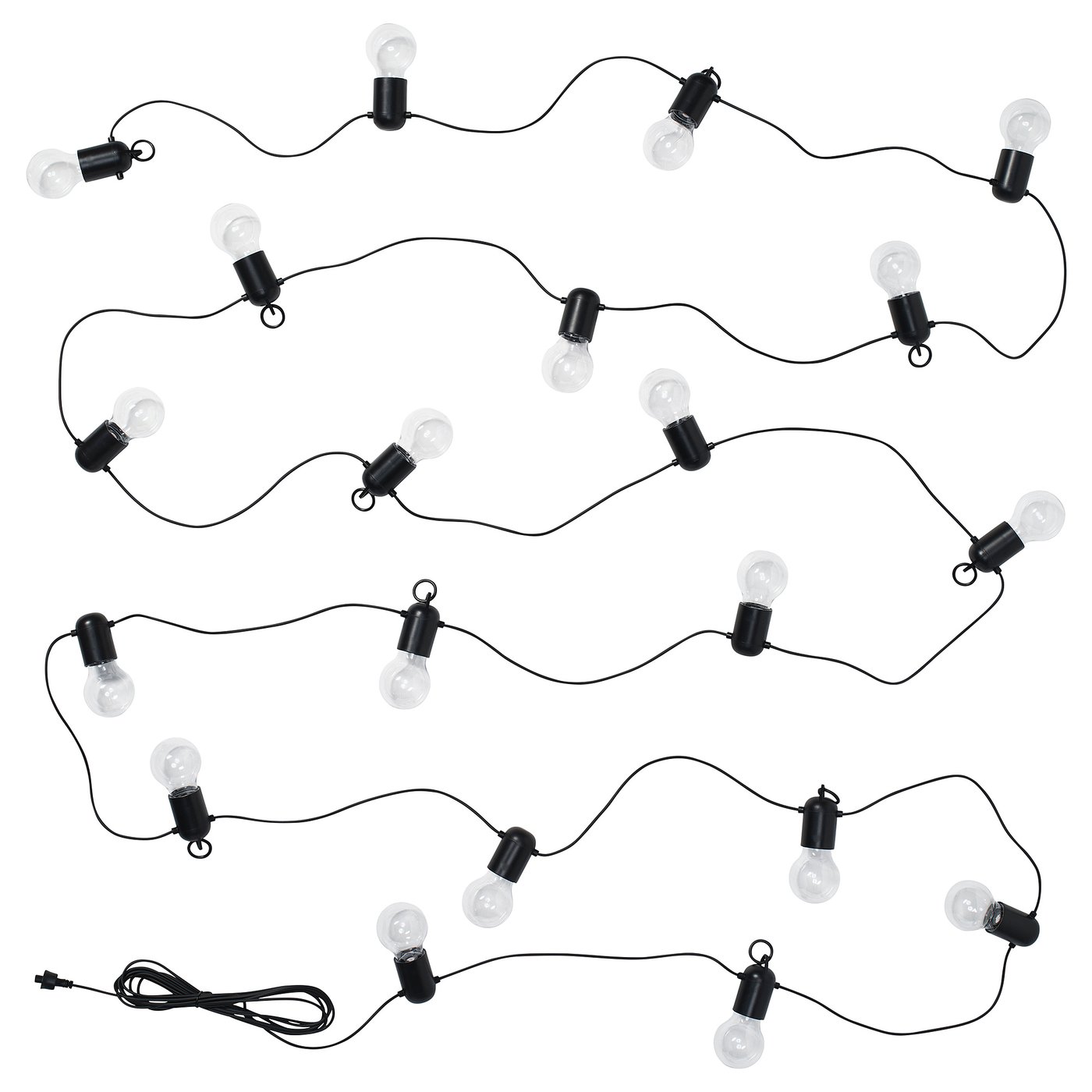 Led Lighting Chain With 20 Bulbs, Outdoor Black