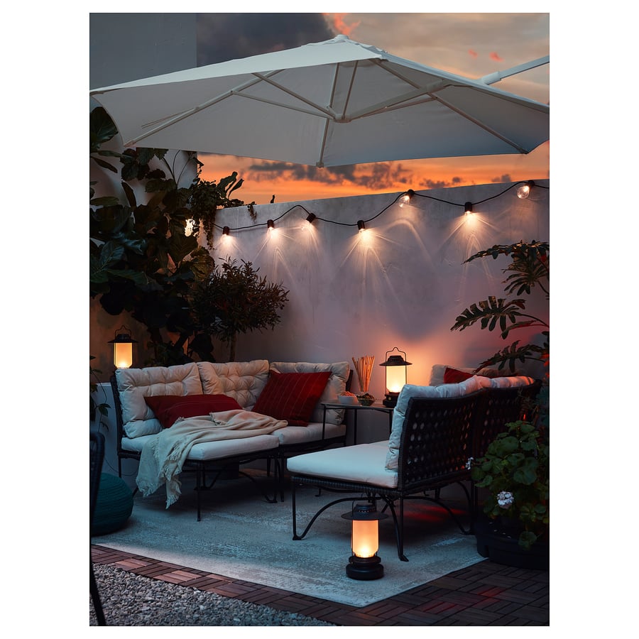 SVARTRÅ LED string light with 12 lights, black/outdoor IKEA