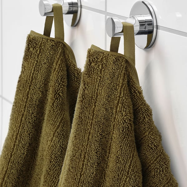 SVENSKFIBBLA Bath towel, yellow/green, 28x55 "