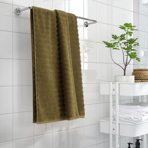 SVENSKFIBBLA Bath towel, yellow/green, 28x55 "