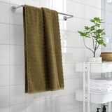 SVENSKFIBBLA Bath towel, yellow/green, 28x55 "