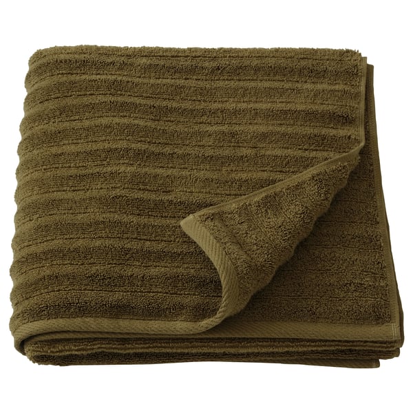 SVENSKFIBBLA Bath towel, yellow/green, 28x55 "