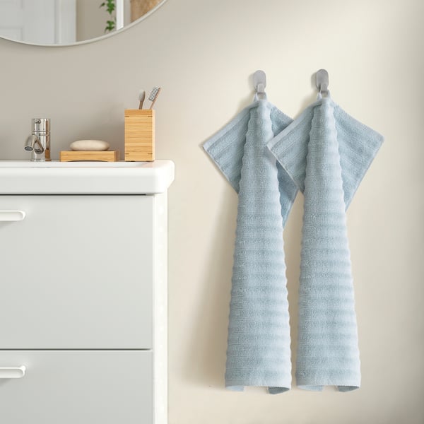 SVENSKFIBBLA Hand towel, light blue, 16x28 "
