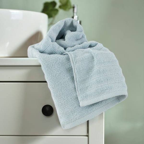 SVENSKFIBBLA Hand towel, light blue, 16x28 "
