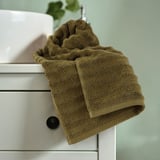SVENSKFIBBLA Hand towel, yellow/green, 16x28 "