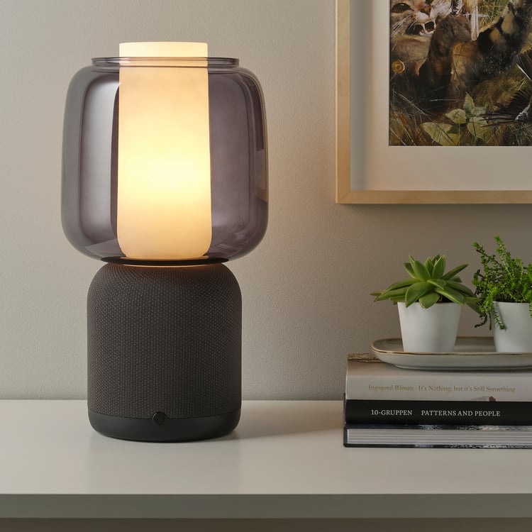 SYMFONISK Speaker lamp w WiFi, glass shade, black IKEA