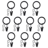 SYRLIG Curtain ring with clip and hook, black, 1 "