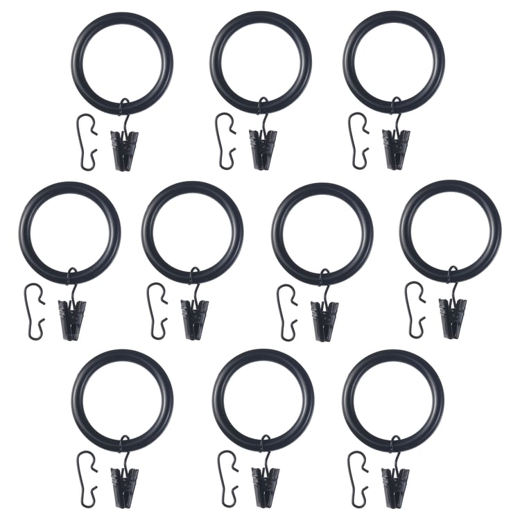 SYRLIG curtain ring with clip and hook, black, 11/2" IKEA