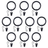 SYRLIG Curtain ring with clip and hook, black, 1 1/2 "