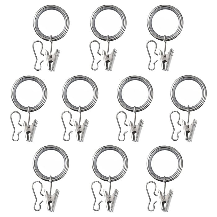 SYRLIG curtain ring with clip and hook, nickel plated, 11/2" IKEA