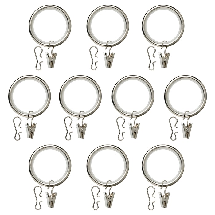 SYRLIG curtain ring with clip and hook, nickel plated, 11/2" IKEA