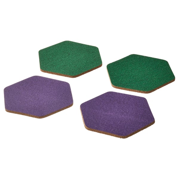 TABBERAS coaster, cork/green/lilac, 4x4" IKEA