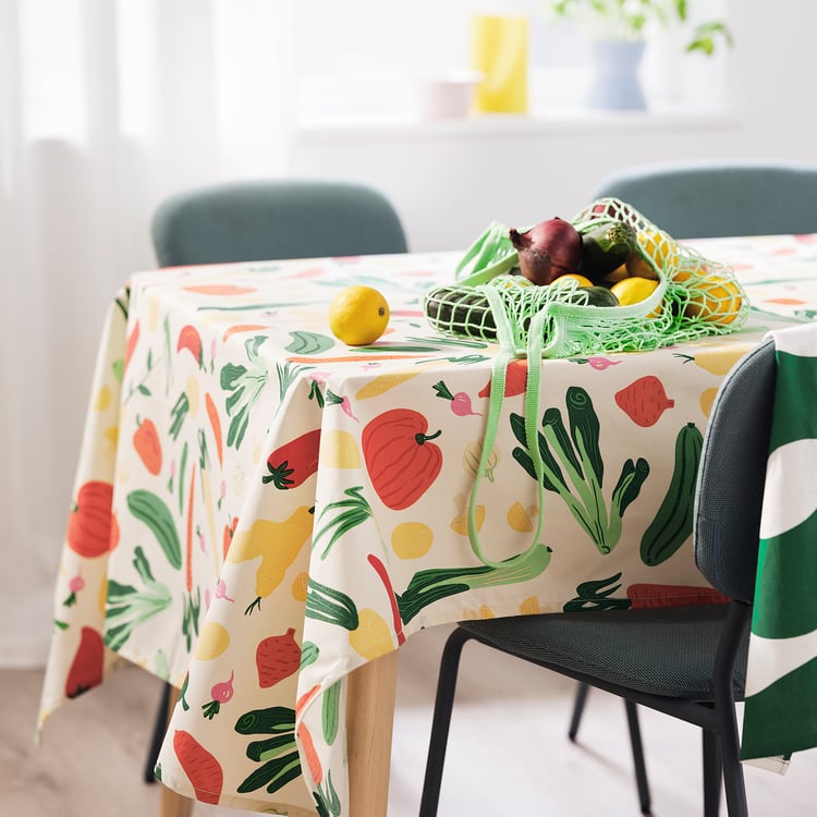 TABBERAS tablecloth, wipeable patterned/multicolor, 57x94" IKEA