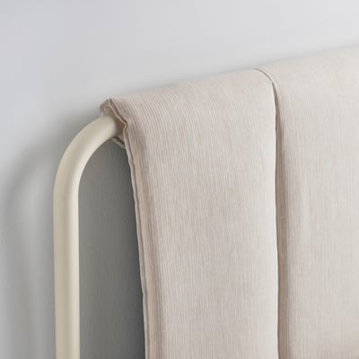 TÄLLÅSEN upholstered bed frame, Kulsta light beige, Queen - IKEA