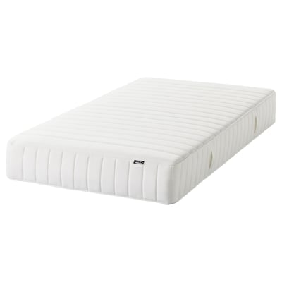 TÄLLÅSEN upholstered bed frame with mattress, Kulsta light beige ...