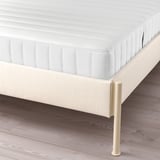 TÄLLÅSEN Upholstered bed frame with mattress, Kulsta light beige/Valevåg medium firm, Full