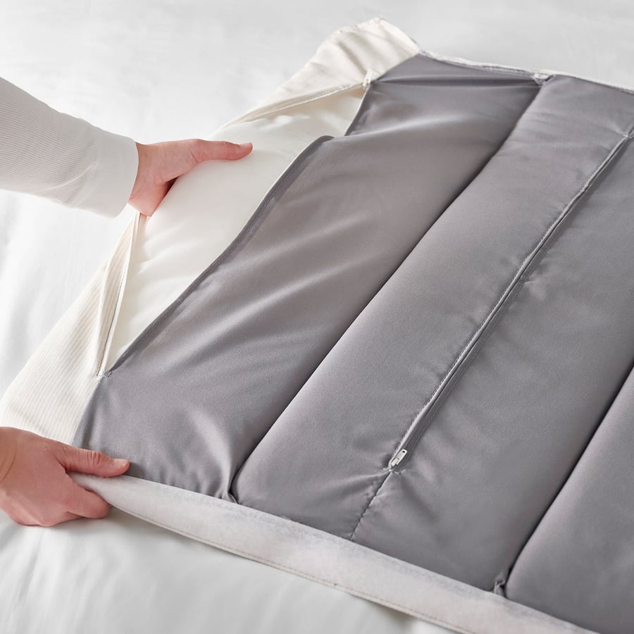 TÄLLÅSEN upholstered bed frame with mattress, Kulsta light beige ...