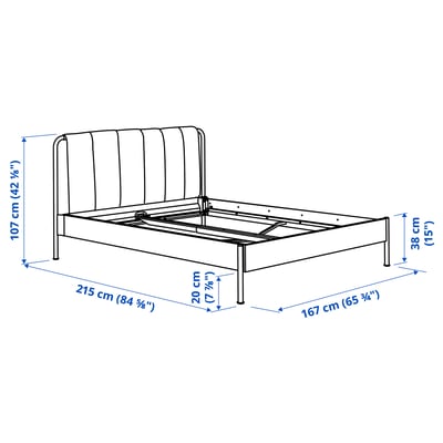 TÄLLÅSEN upholstered bed frame with mattress, Kulsta light beige ...