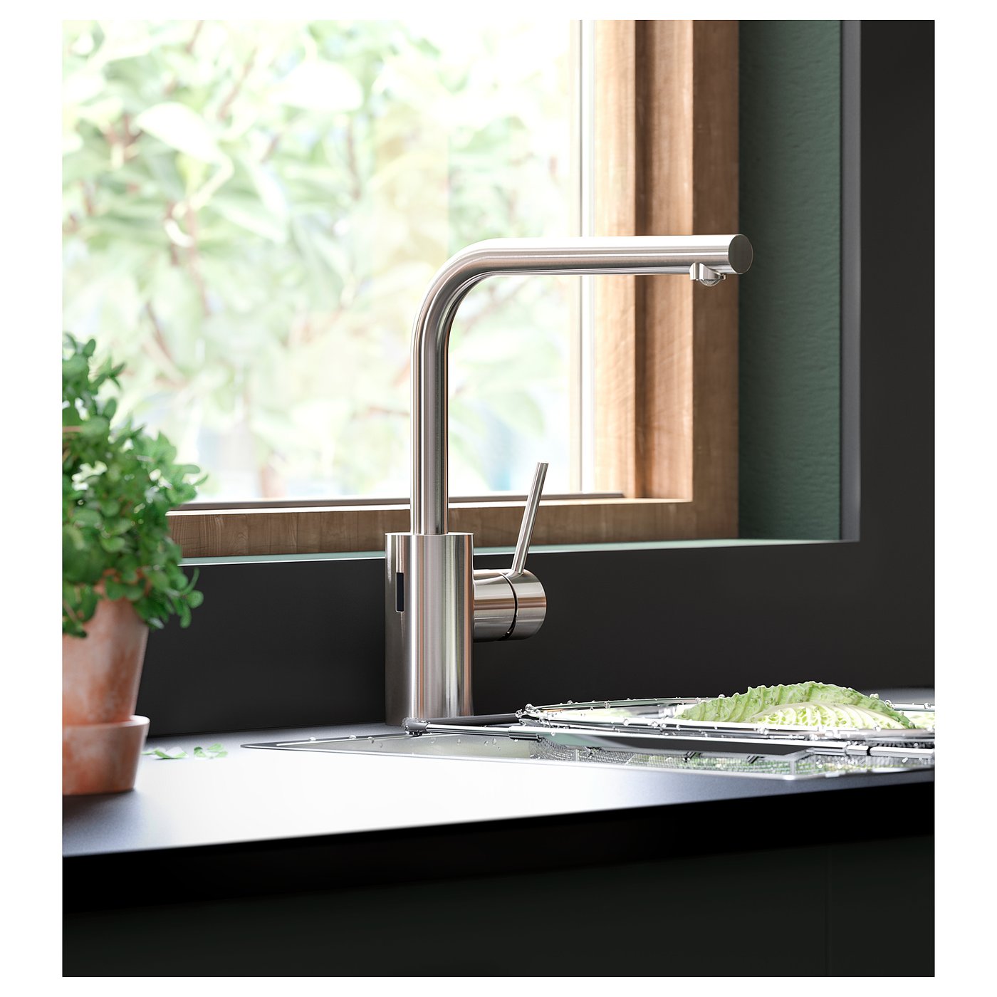 TÄMNAREN Kitchen faucet w sensor, stainless steel color - IKEA