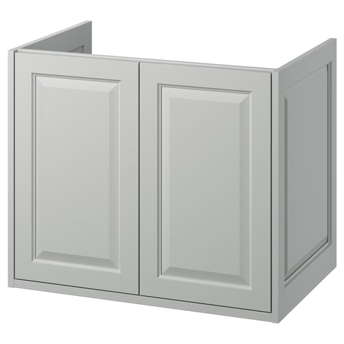 TÄNNFORSEN light grey cabinet with bevelled panels, wall-mountable, two doors.