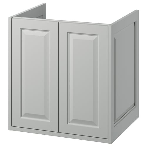 TÄNNFORSEN light grey bathroom cabinet, rectangular with bevelled panels.