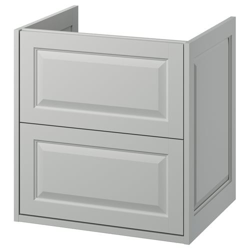 TÄNNFORSEN light grey bathroom cabinet with drawers, bevelled edges, wall-mountable.