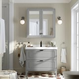 TÄNNFORSEN Bathroom vanity with drawers, light gray, 36x21x25 1/8 "