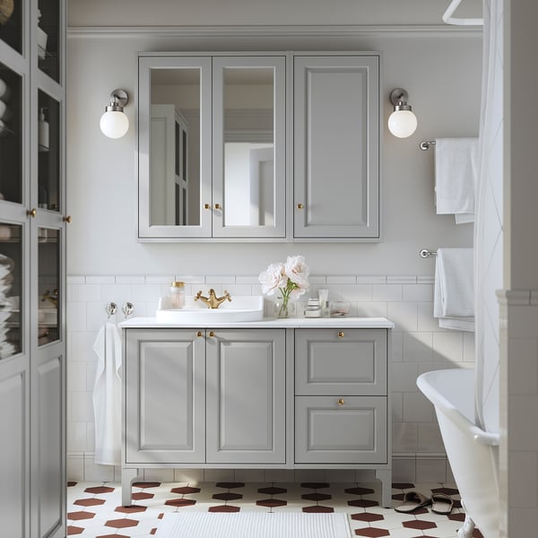 TÄNNFORSEN Bathroom vanity with drawers, light gray, 18x21x25 1/8 "
