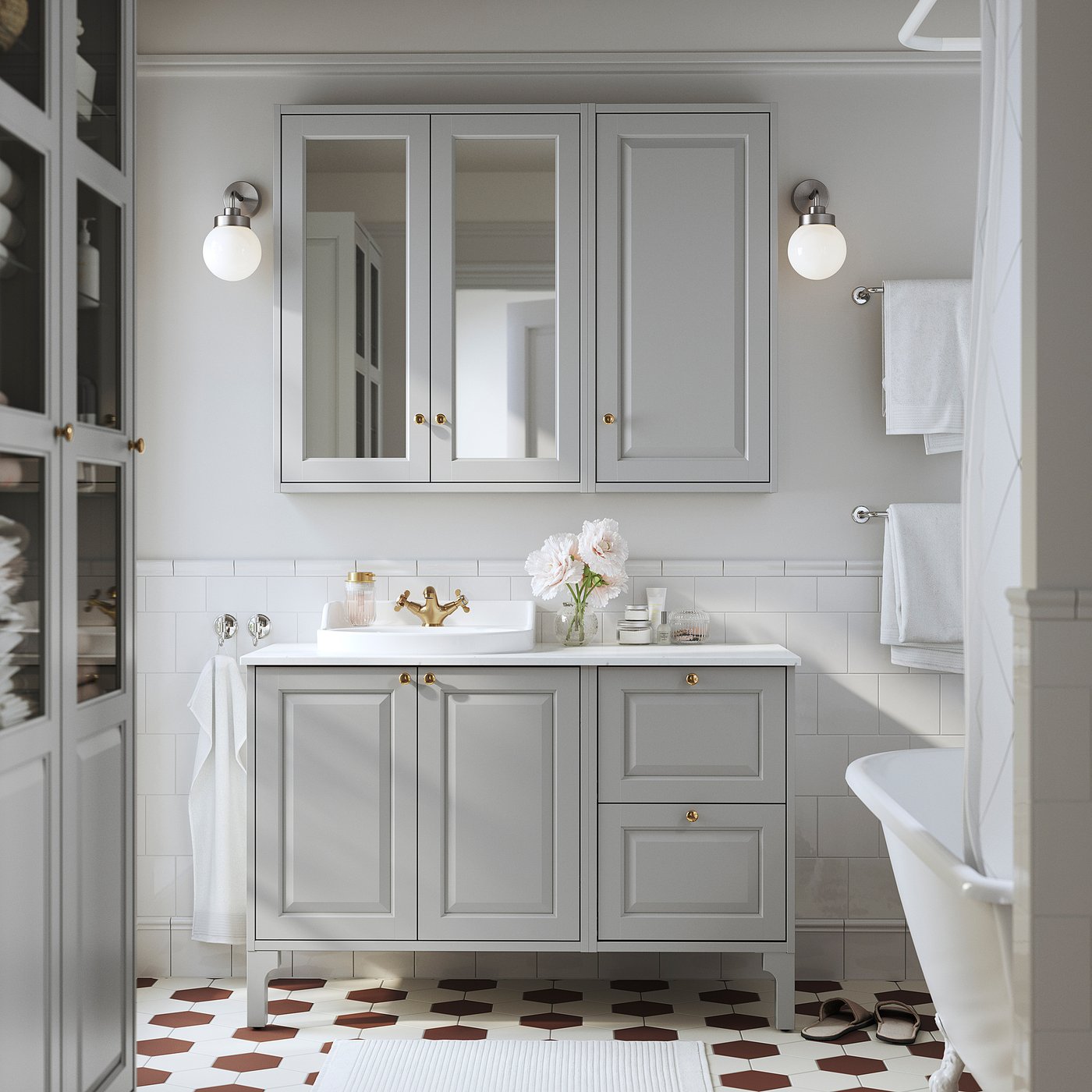 TÄNNFORSEN Bathroom vanity with drawers, light gray, 18x21x251/8" - IKEA