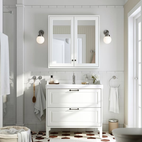 TÄNNFORSEN Bathroom vanity with drawers, white, 36x21x25 1/8 "