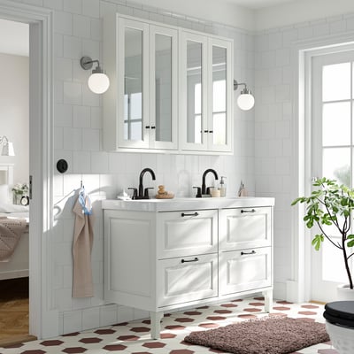 TÄNNFORSEN / ORRSJÖN Bathroom vanity w/ drawers and sink, white, 49x21 3/4x34 5/8 "
