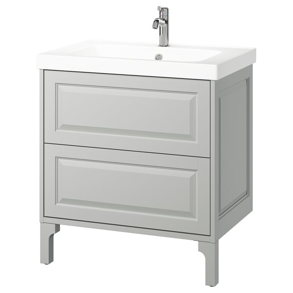 TÄNNFORSEN / ORRSJÖN Bathroom vanity with sink & faucet, light gray, 31x21 3/4x34 5/8 "