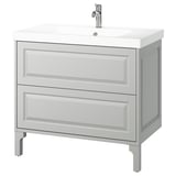 TÄNNFORSEN / ORRSJÖN Bathroom vanity with sink & faucet, light gray, 37x21 3/4x34 5/8 "