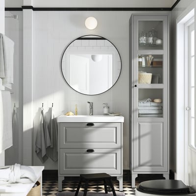 TÄNNFORSEN / ORRSJÖN Bathroom vanity with sink & faucet, light gray, 31x21 3/4x34 5/8 "