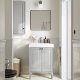 TÄNNFORSEN / ORRSJÖN Bathroom vanity with sink & faucet, light gray, 25x21 3/4x34 5/8 "