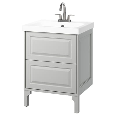 TÄNNFORSEN / ORRSJÖN Bathroom vanity with sink & faucet, light gray, 25x21 3/4x34 5/8 "