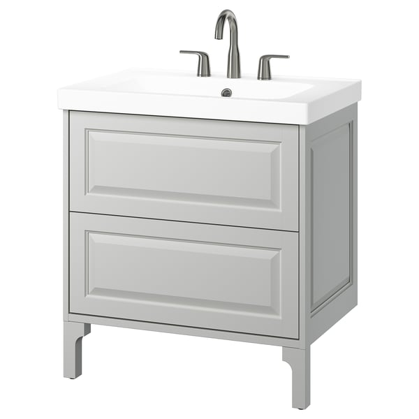 TÄNNFORSEN / ORRSJÖN Bathroom vanity with sink & faucet, light gray, 31x21 3/4x34 5/8 "
