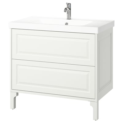 TÄNNFORSEN / ORRSJÖN Bathroom vanity with sink & faucet, white, 37x21 3/4x34 5/8 "
