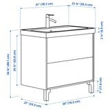 TÄNNFORSEN / ORRSJÖN Bathroom vanity with sink & faucet, white, 31x21 3/4x34 5/8 "