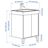 TÄNNFORSEN / ORRSJÖN Bathroom vanity with sink & faucet, white, 25x21 3/4x34 5/8 "