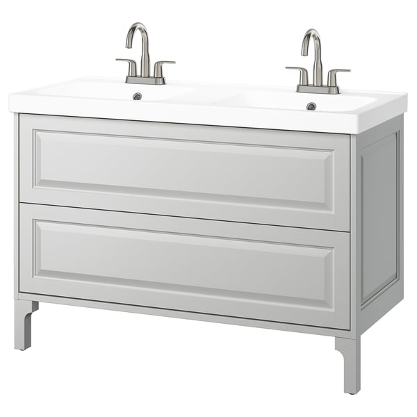 TÄNNFORSEN / ORRSJÖN Bathroom vanity with sink & faucets, light gray, 49x21 3/4x34 5/8 "