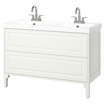 TÄNNFORSEN / ORRSJÖN Bathroom vanity with sink & faucets, white, 49x21 3/4x34 5/8 "
