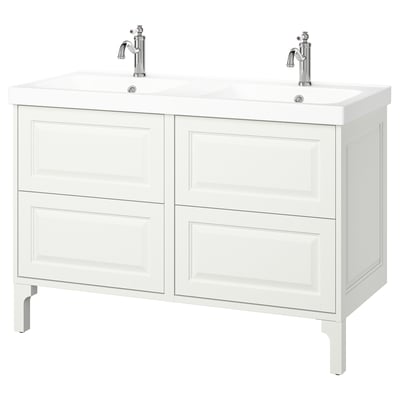 TÄNNFORSEN / ORRSJÖN Double vanity with sink & faucet, white, 49x21 3/4x34 5/8 "