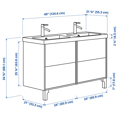 Illustration with measurements for the product: TÄNNFORSEN.