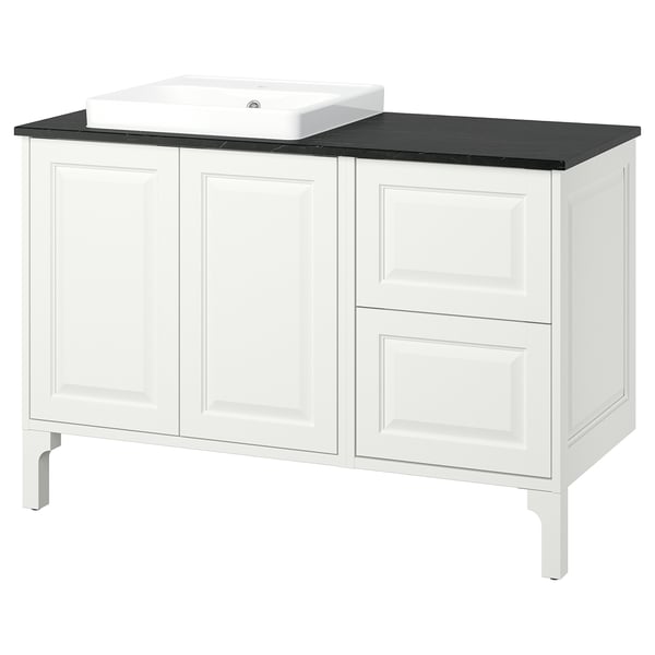 TÄNNFORSEN / ORRSJÖN Wash-stand/wash-basin, white/black marble effect, 49x21 1/2x35 3/8 "