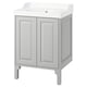 TÄNNFORSEN light grey bathroom cabinet with white sink, featuring classic bevelled edges and ample storage.
