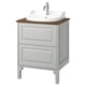 TÄNNFORSEN / RUTSJÖN Bathroom vanity with sink & faucet, light gray/brown walnut effect, 25x21 1/2x37 1/8 "