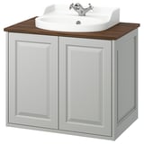 TÄNNFORSEN / RUTSJÖN Bathroom vanity with sink & faucet, light gray/brown walnut effect, 31x21 1/2x30 1/8 "
